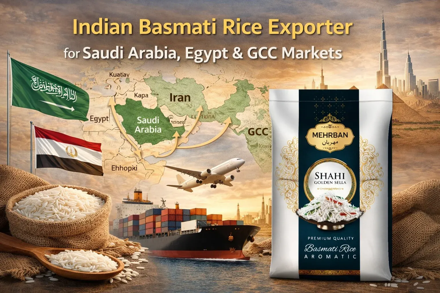 Indian Basmati Rice Exporter for Saudi Arabia, Egypt & GCC Markets